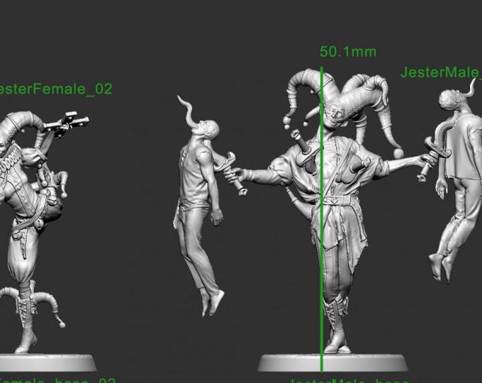 The Puppeteer and Jester Male and Female - Fantasy Miniature  - Mini Monster Mayhem - Tabletop Wargaming for Grimdark | OPR Sci-Fi & Fantasy