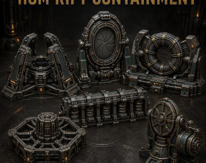 HGM Rift Containment | 6-Piece Industrial Archaeotech Resin Objective Set | Sci-Fi Tabletop Terrain