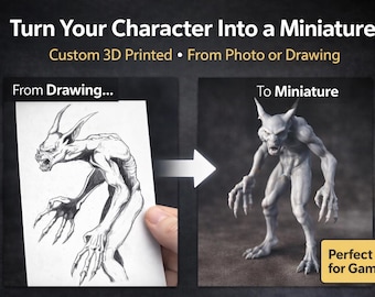 Custom Miniature from Photo or Drawing | Personalised 3D Printed Figurine | DnD RPG Character Model | Unique Gift for Gamers UK