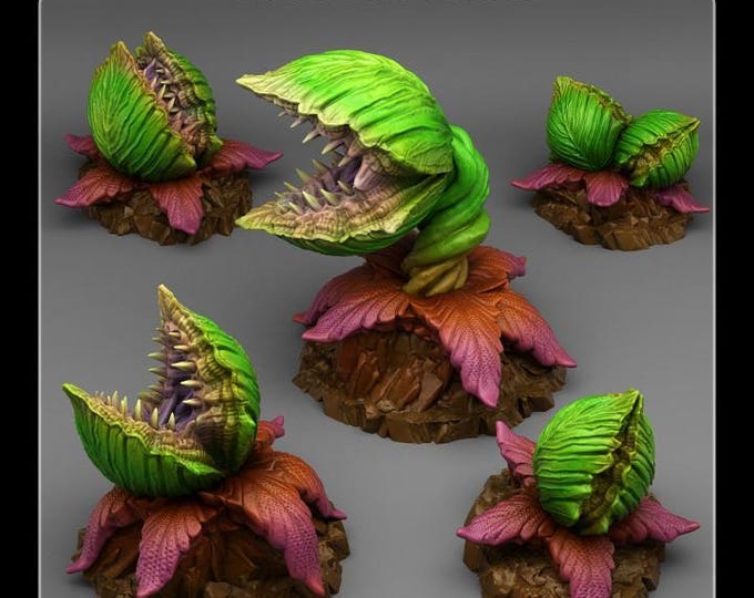 Carnivorous Alien Plants Wargaming Terrain Objectives | Fantastic Plants and Rocks | PathFinder | Mini | Dungeons and Dragons | Fantasy |