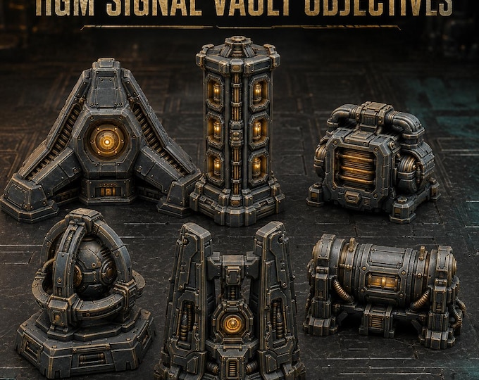 HGM Signal Vault Objectives | 6-Piece Industrial Archaeotech Resin Terrain Set | HGM Exclusive