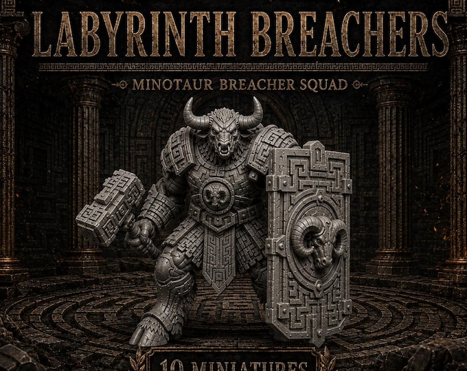 Labyrinth Breachers | Choose 1 of 10 Minotaur Poses or Units of 5, 10 or 20 | 40mm Base Resin Monsters | HGM Exclusive