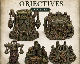 Chaos of Plague Objectives - HGM Exclusive Resin Fantasy Objective Marker Set - 5 Pieces