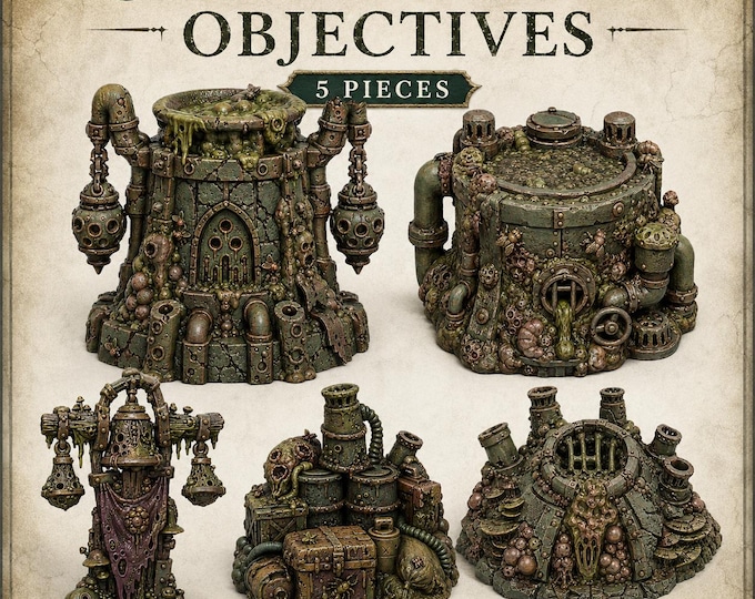 Chaos of Plague Objectives - HGM Exclusive Resin Fantasy Objective Marker Set - 5 Pieces
