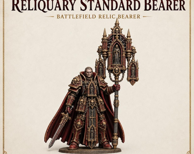 Reliquary Standard Bearer - Red Vow HGM Exclusive Gothic Fantasy Resin Character Miniature