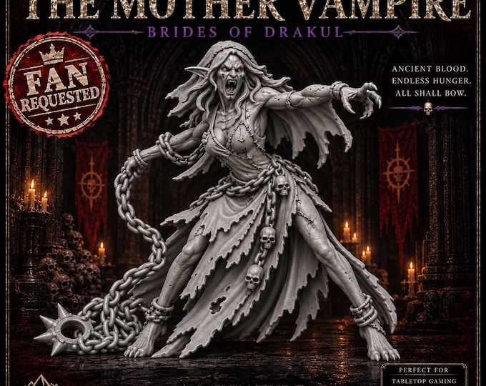 Mother Vampire Miniature | Gothic Vampire Queen | Dark Fantasy Horror Resin Model | 32mm 40mm 50mm 60mm 80mm 100mm 120mm HGM Exclusive