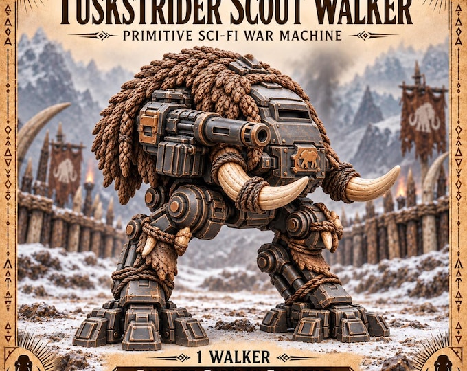 Tuskstrider Scout Walker | 80mm Tall Mammoth Tribe Sci-Fi Resin War Machine | HGM Original