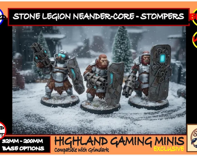 Galactic Marine Stone Legion - Neander-Core - Stompers Unit - Exclusive Highland Gaming Minis Tabletop Wargaming for Grimdark Sc-fi