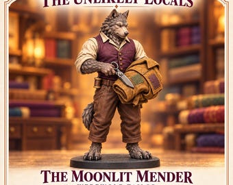 The Moonlit Mender | Werewolf Fantasy Tailor NPC | Unpainted Resin Miniature | The Unlikely Locals | HGM Original