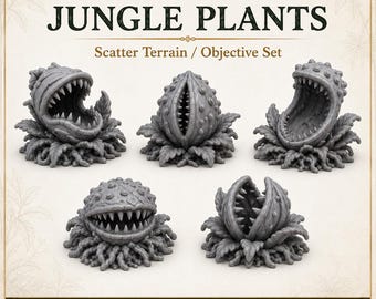 Carnivorous Jungle Plants - Highland Battlefield Works - 5 Piece Scatter Terrain Objective Marker Set 40mm 60mm 100mm Wargaming RPG Scenery