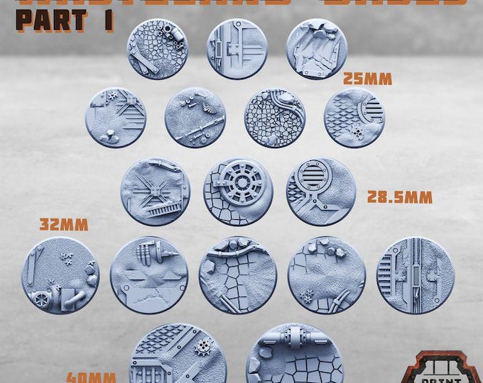 Wasteland Bases Part 1 - Print Minis Licensed Scenic Resin Base Pack