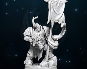 Chaos Plague Icon Bearer - Miniature - WildMesh - Tabletop Wargaming for Grimdark | Alternative  | OPR Sci-Fi mini