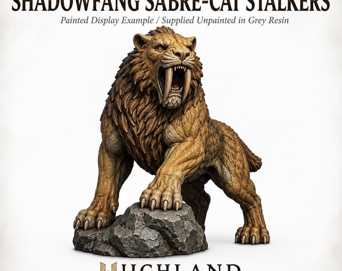 Shadowfang Sabre-Cat Stalkers  – Monsters and Fantasy Figures - Highland Gaming Minis Exclusive Sci-Fi Resin Monster - DnD
