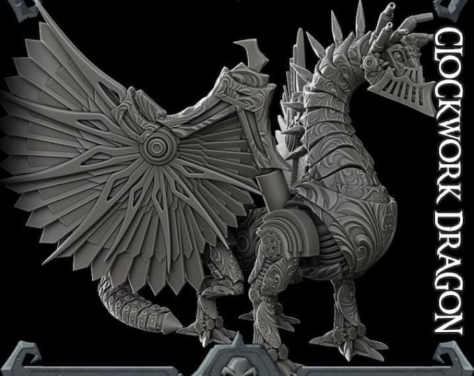 Clockwork Dragon - Fantasy Miniature  - Rocket Pig Games - Tabletop Wargaming for Grimdark | OPR Sci-Fi & Fantasy Resin Mini