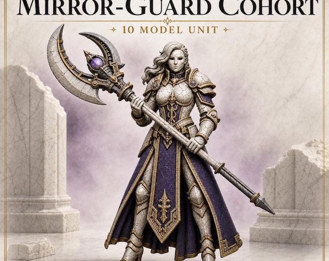 Marble Legion Mirror-Guard Cohort | 10 Elite Sci-Fi Guardian Miniatures | HGM Exclusive Physical Resin Unit