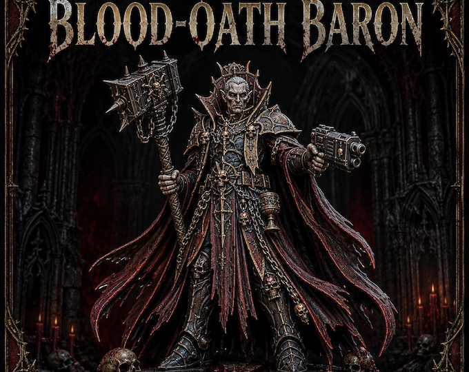 Blood-Oath Baron Vampire Warlord Resin Miniature – 55mm Tall – 40 or 50mm Base – HGM Exclusive