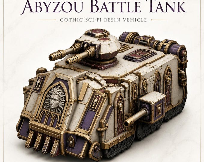Marble Legion Battle Tank - Gothic Sci-Fi Resin Vehicle - 32mm Tabletop Tank Miniature - 1 Unpainted Model with 4 Weapon Variants