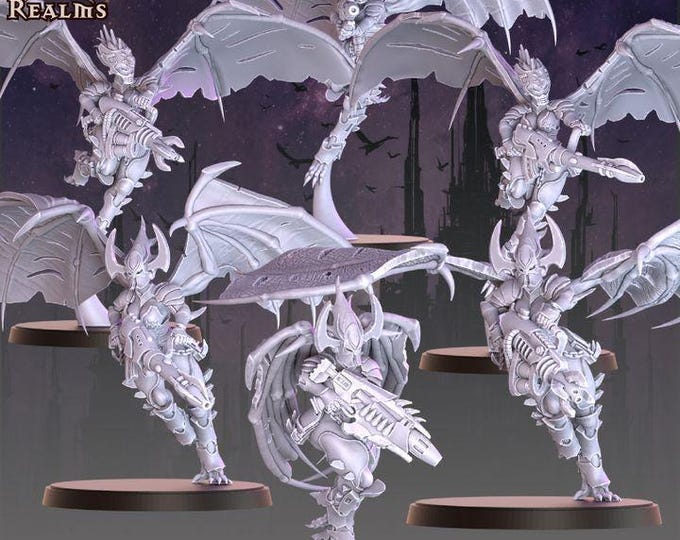 Winged Reavers with Assault Weapons – Across The Realms – Sci-Fi – Resin Unit