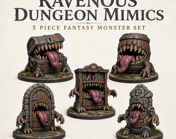 Ravenous Dungeon Mimics –  Monsters and Fantasy Miniatures - Highland Gaming Minis Exclusive - Sci-Fi Resin Monster