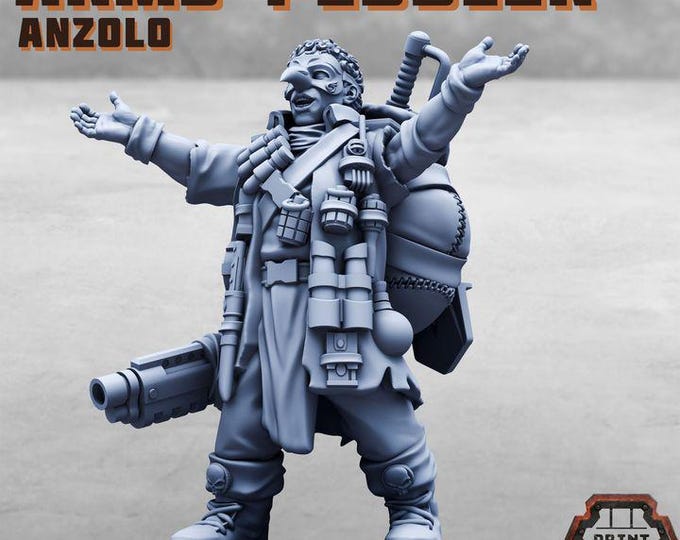 Anzolo Arms Peddler - Print Minis Licensed 28-32mm Resin Sci-Fi NPC Miniature