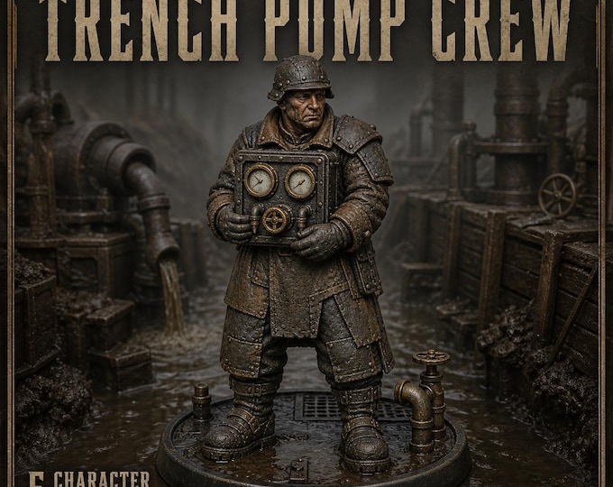 Mud-Crown Trench Pump Crew | Choose 1 of 5 Workers or Complete Set | Unpainted Resin Miniatures | HGM