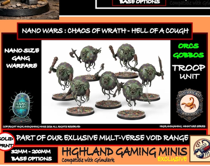 Nano Gang War - Orc Spores - Gobbo Spore Basic Gang - Multi-Verse Wars - HighlandGamingMinis Tabletop Wargaming sci-fi Grimdark