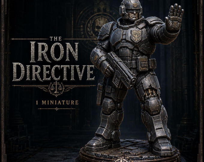The Iron Directive 32mm Armoured Law Enforcer Resin Miniature – Legends of Judgement – HGM Exclusive