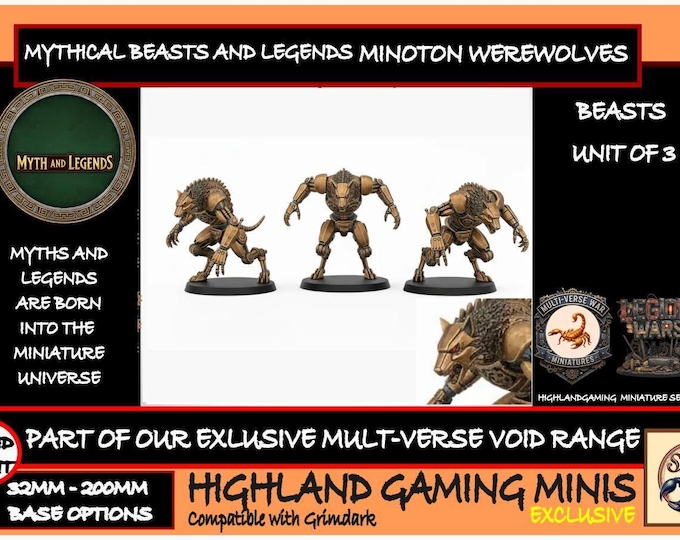 Minoton Werewolves Pack | Myths & Legends Resin Fantasy Squad | 50mm Round Bases | HGM Exclusive