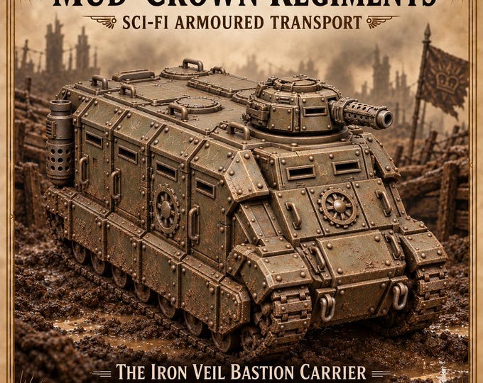 Iron Veil Bastion Carrier | Enclosed Tracked Sci-Fi Armoured Transport Resin Miniature | HGM Original