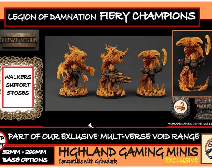 Legion Of Damnation - Fiery Champions - Bronze Legion - Exclusive HighlandGamingMinis Miniatures Range Tabletop Wargaming for Grimdark OPR
