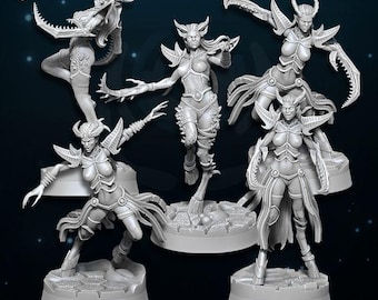 Chaos Demon Miniatures - Succubus Unit - Children of Excess - Wildmesh - Tabletop wargaming miniature for Grimdark | OPR | Sci-fi