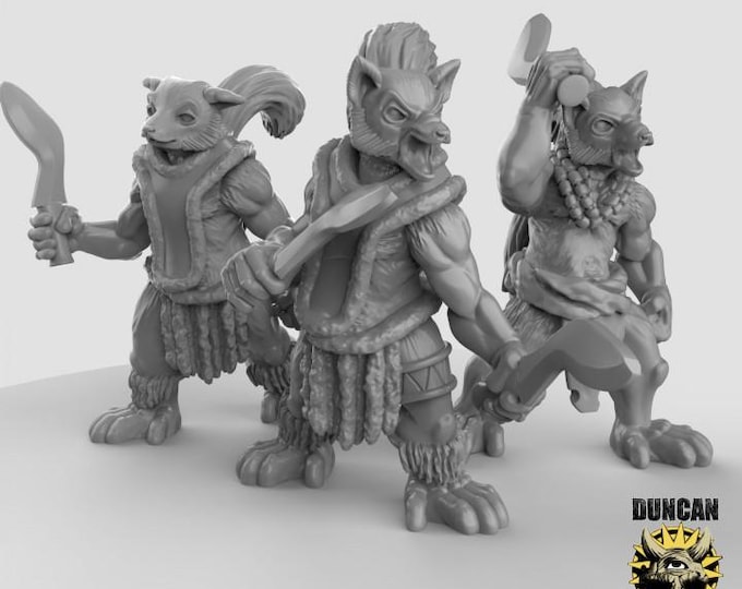 Lemur Folk with Kukri | Duncan Shadow | PathFinder | Mini | Tabletop Wargaming | Dungeons and Dragons | Resin | Fantasy | RPG