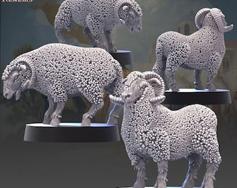 Rams and Sheep Farm Animals - Across The Realms Licensed 25mm Resin Set
