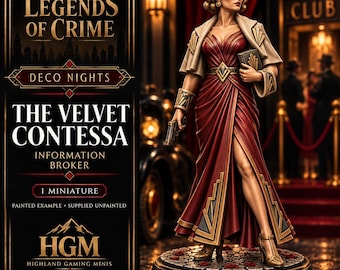 Art Deco Femme Fatale Miniature | The Velvet Contessa | 32mm Information Broker | Noir Crime NPC | HGM Exclusive