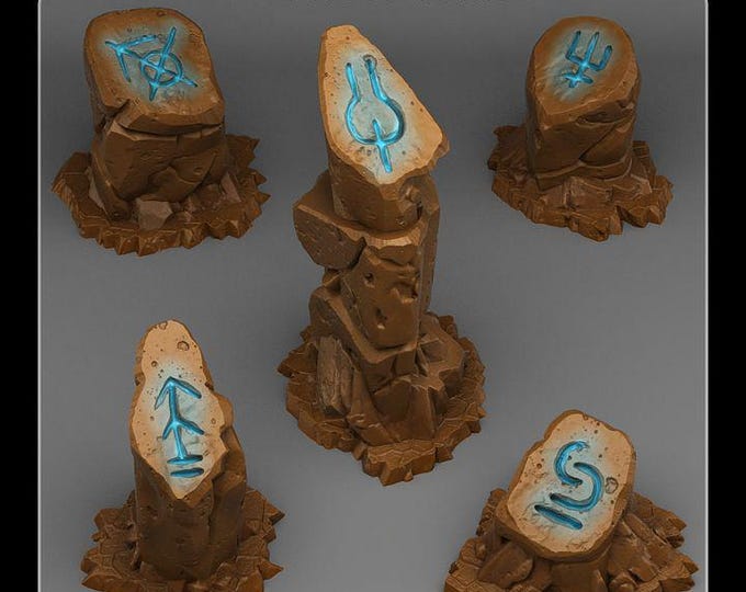 Sci-Fi Glyph Stones Wargaming Terrain Objectives | Fantastic Plants and Rocks | PathFinder | Mini | Dungeons and Dragons | Fantasy | RPG