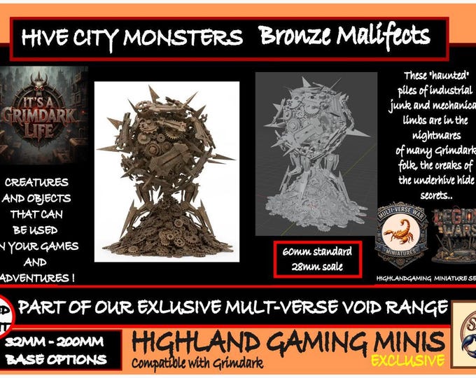 Hive City Monsters - Bronze Malifects - Exclusive Highland Gaming Minis Tabletop Wargaming for Grimdark Sc-fi