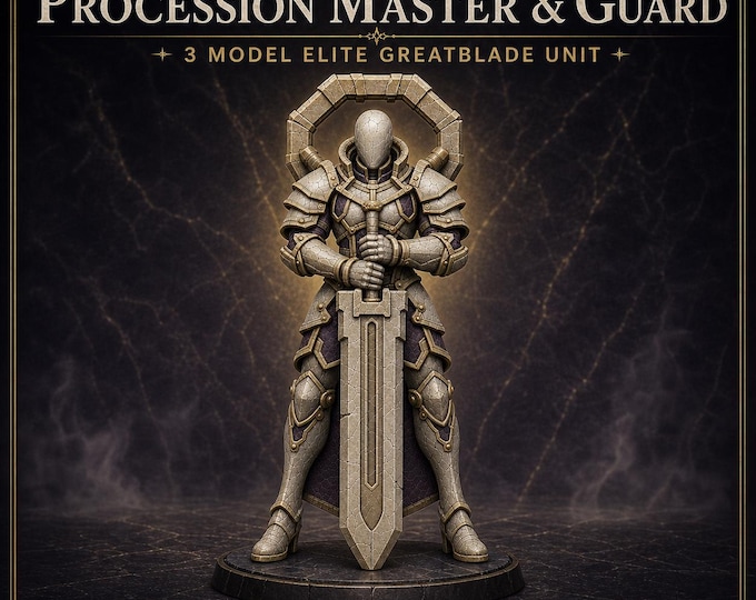 Marble Legion Procession Master & Guard | 3 Resin Sci-Fi Miniatures | HGM Exclusive