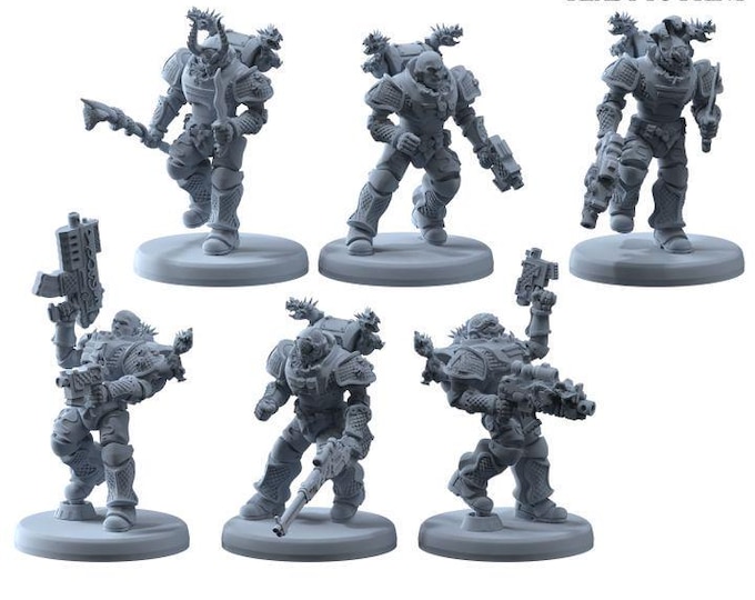 Legion Knights Squad B  - Alphaya - Printerra Studios - Tabletop Wargaming Miniature for Grimdark | OPR | Sci-fi