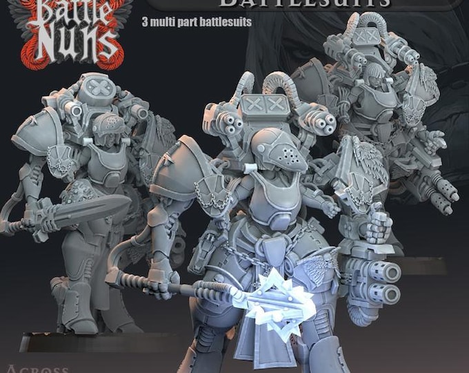 Holy Retributory Battle suits - Across the Realms - New Release July 25  - Sci-Fi OPR Grimdark compatible - Tabletop Wargaming Grimdark