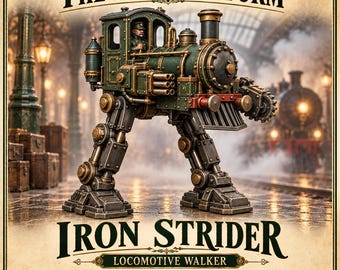 Iron Strider Locomotive Walker | Choose 1 of 6 Weapon Variants | 32mm Victorian Sci-Fi Resin Miniature | HGM Exclusive
