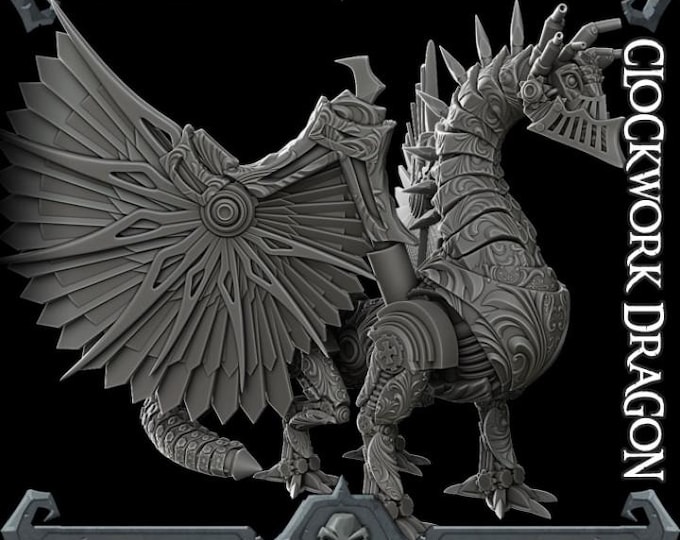Clockwork Dragon - Fantasy Miniature  - Rocket Pig Games - Tabletop Wargaming for Grimdark | OPR Sci-Fi & Fantasy Resin Mini