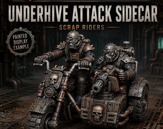 Underhive Attack Sidecar | Scrap Riders | HGM Exclusive 32mm Resin Sci-Fi Vehicle | Two-Crew Warbike