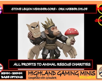 Galactic Neander-Core - Orc Nabber Chloe The Dino Rider Mascot Exclusive Animal Rescue Charity Model HighlandGamingMinis Tabletop Wargaming