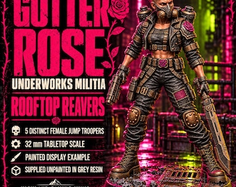 Gutter Rose Rooftop Reavers | Choose 1 of 5 or Full Set | Female Sci-Fi Jump Trooper Resin Miniatures | HGM Exclusive