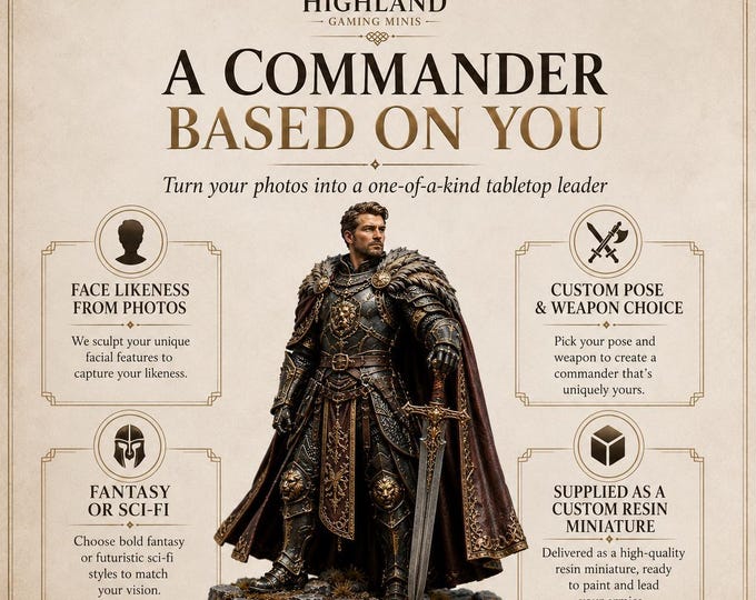 Create Your Own Commander - Personalised Face Miniature - Custom Resin Wargaming Model