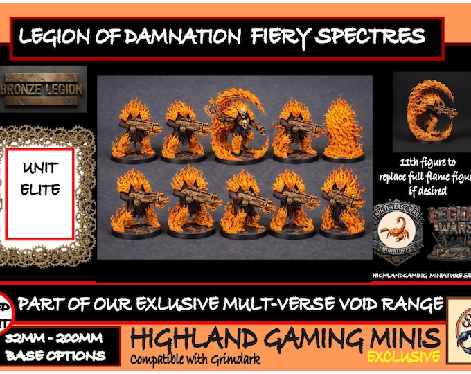 Legion of Damnation Fiery Spectres  - Exclusive Multi-Verse Warp Wars HighlandGamingMinis Tabletop Wargaming Miniature