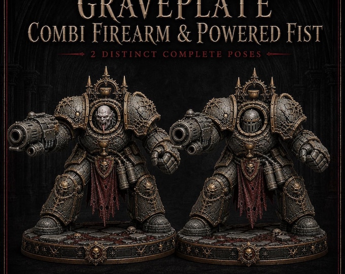 Graveplate Combi-Firearm & Powered Fist | 2 Heavy Infantry Poses | HGM Exclusive Resin Miniatures