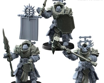 Grey Crusader Knights - Belthazar - Printerra Studios - Tabletop Wargaming Miniature for Grimdark | OPR | Sci-fi