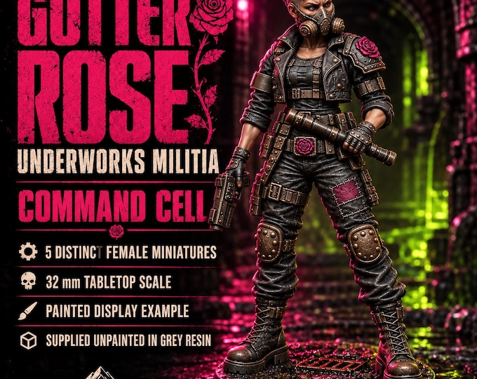 Gutter Rose Command Cell | Choose 1 of 5 or Full Set | Female Sci-Fi Command Squad Resin Miniatures | HGM Exclusive