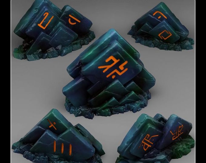 Magic Square Rocks Wargaming Terrain Objectives | Fantastic Plants and Rocks | PathFinder | Mini | Dungeons and Dragons | Fantasy | RPG